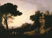 Richard Wilson Landscape Capriccio with Tomb of the Horatii and Curiatii, and the Villa of Maecenas at Tivoli oil painting on canvas